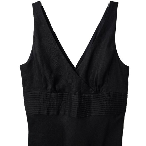 J Crew Linen Dress 2 XS Fit Flare Fully Lined V Neck Black Wedding Party LBD - Picture 6 of 7